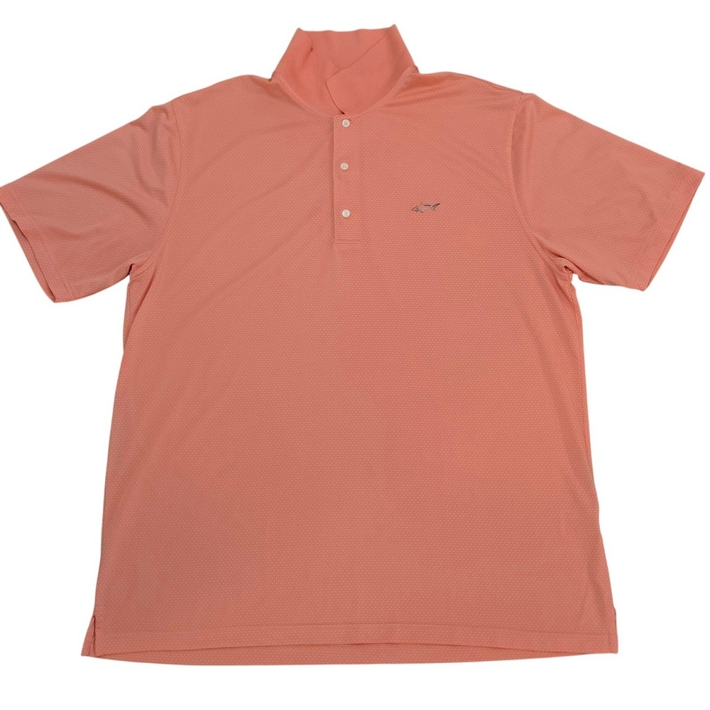 Greg Norman Play Dry Mens XL Coral Short Sleeve Golf Polo Shirt Shark Logo